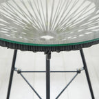 Table d'appoint de patio Corvus Sarcelles en osier tressé moderne avec plateau en verre