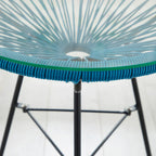 Table d'appoint de patio Corvus Sarcelles en osier tressé moderne avec plateau en verre