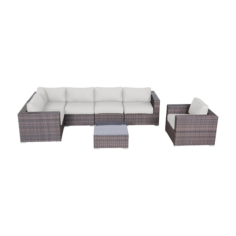 Groupe de sièges modulables en rotin Sunbrella LSI 7 pièces avec coussins