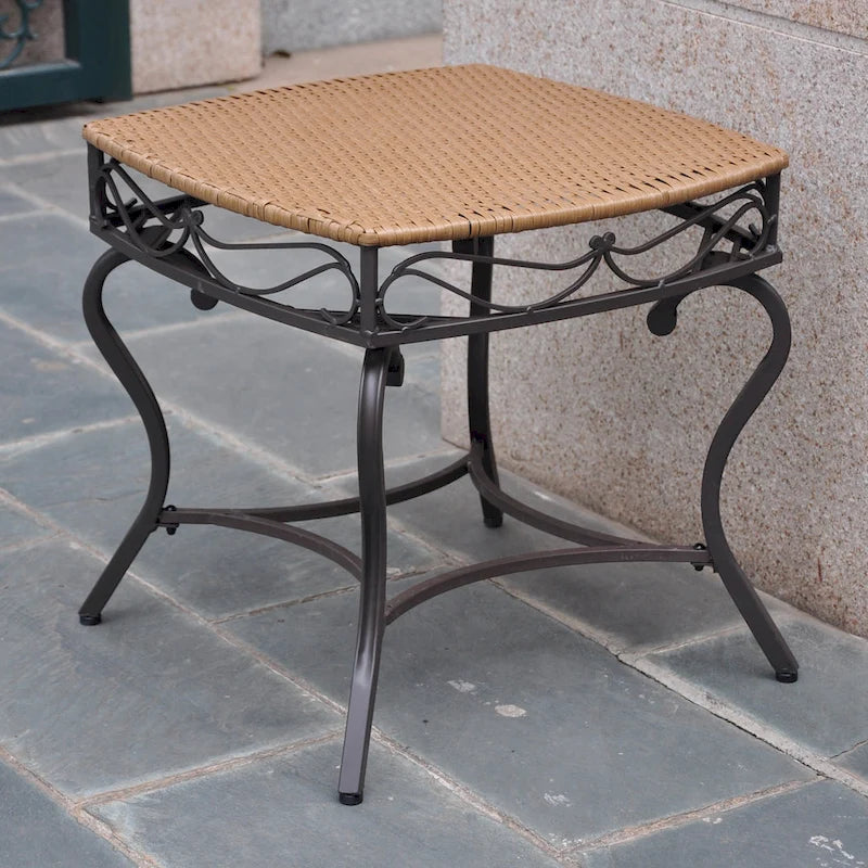 Table d'appoint d'extérieur en résine tressée Valencia