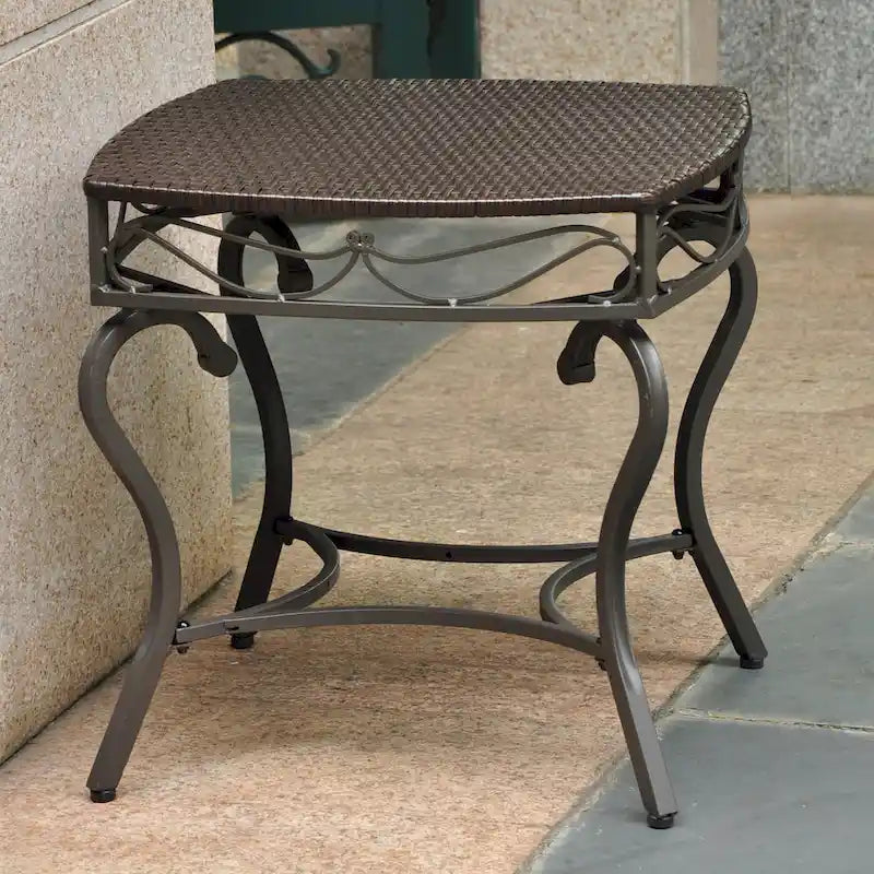 Table d'appoint d'extérieur en résine tressée Valencia