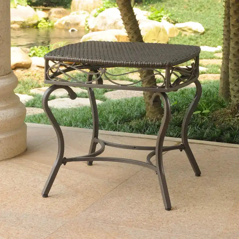 Table d'appoint d'extérieur en résine tressée Valencia