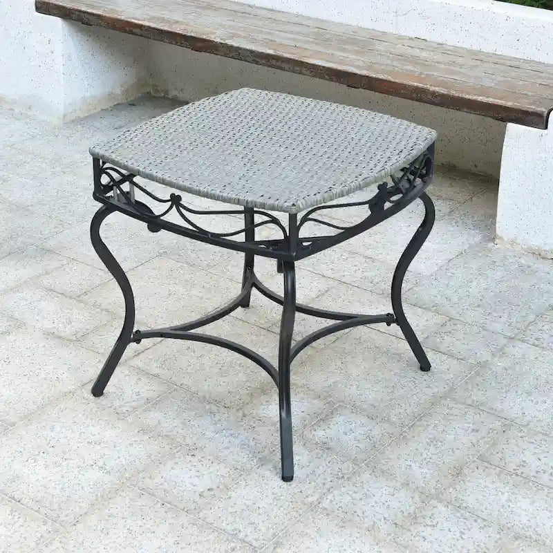 Table d'appoint d'extérieur en résine tressée Valencia