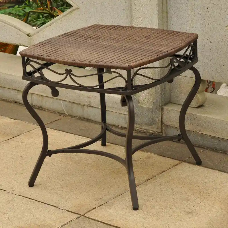 Table d'appoint d'extérieur en résine tressée Valencia