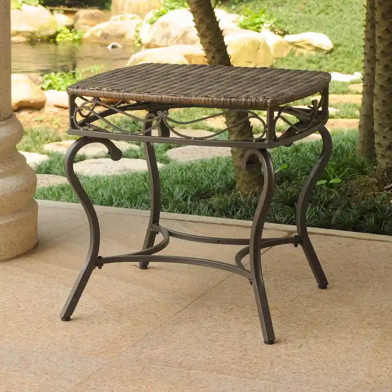 Table d'appoint d'extérieur en résine tressée Valencia