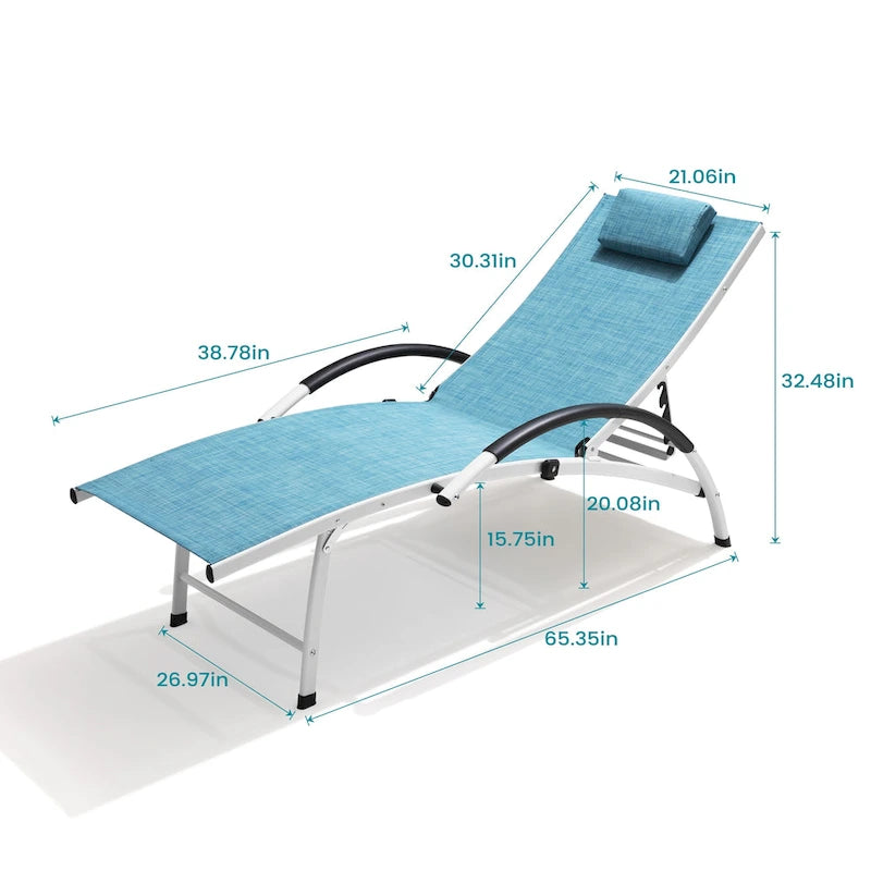 Pellebant - Transat de patio extérieur réglable, 3 pièces, avec table d'appoint - N/A