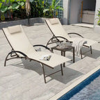 Pellebant - Transat de patio extérieur réglable, 3 pièces, avec table d'appoint - N/A