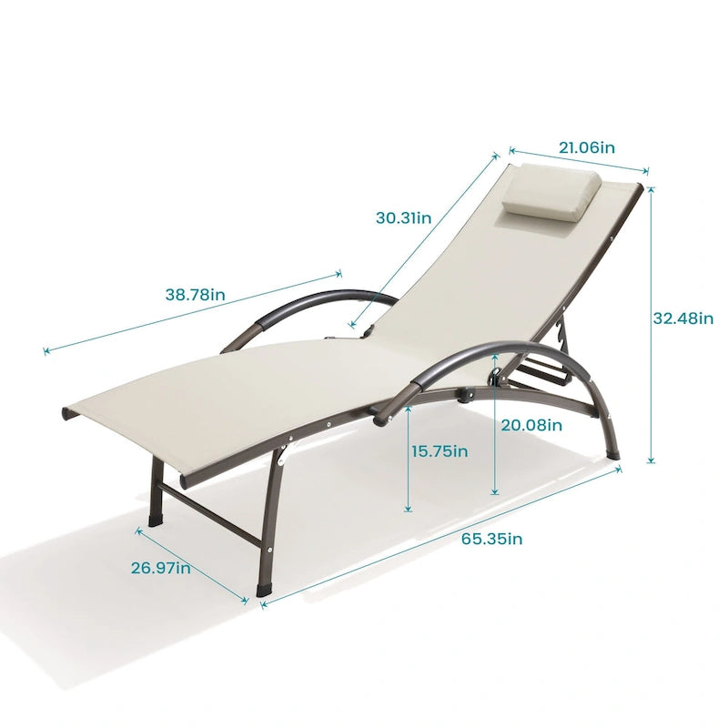 Pellebant - Transat de patio extérieur réglable, 3 pièces, avec table d'appoint - N/A