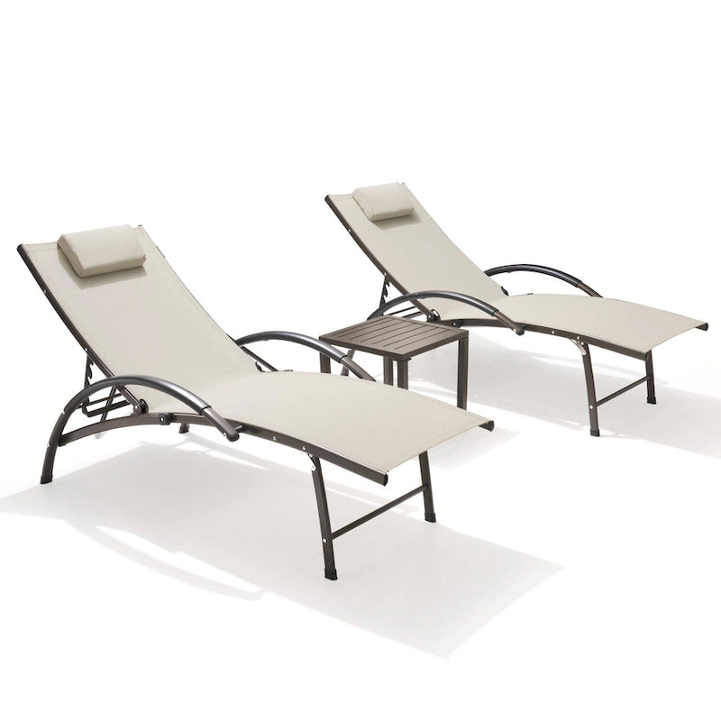 Pellebant - Transat de patio extérieur réglable, 3 pièces, avec table d'appoint - N/A