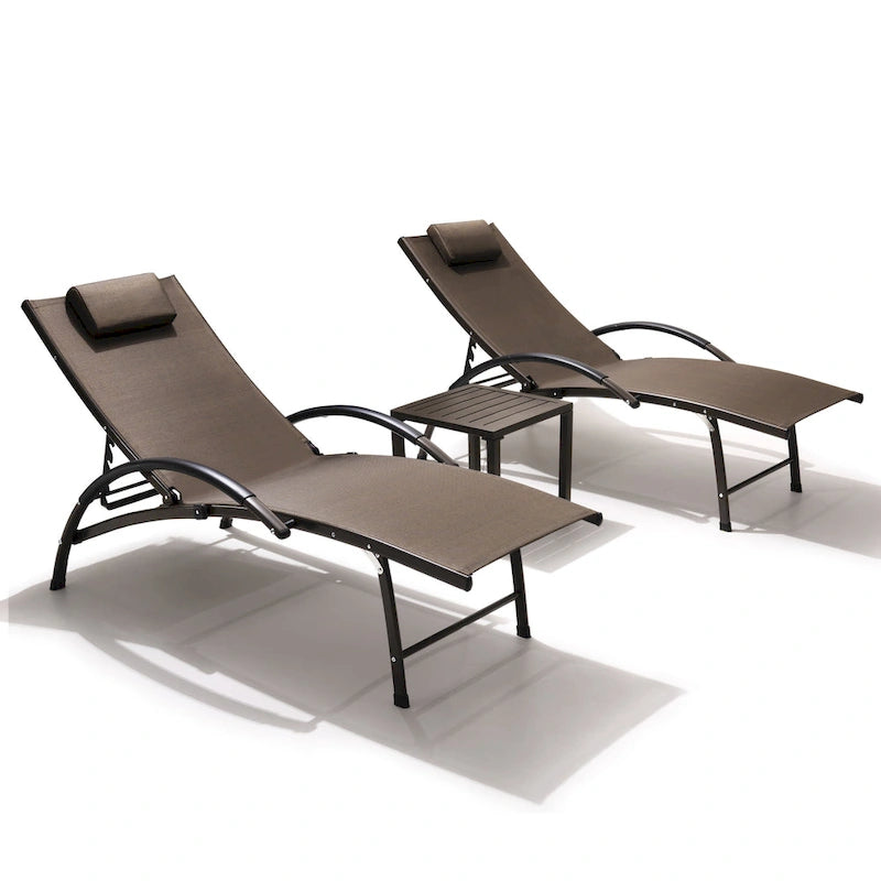 Pellebant - Transat de patio extérieur réglable, 3 pièces, avec table d'appoint - N/A