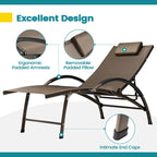 Pellebant - Transat de patio extérieur réglable, 3 pièces, avec table d'appoint - N/A