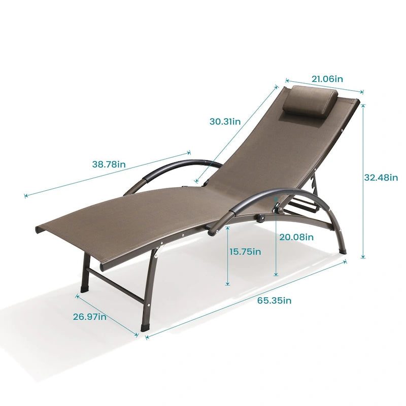 Pellebant - Transat de patio extérieur réglable, 3 pièces, avec table d'appoint - N/A