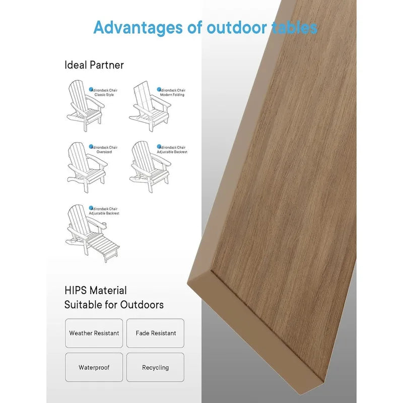 WINSOON Lot de 2 tables d'appoint carrées Adirondack d'extérieur, résistantes aux intempéries