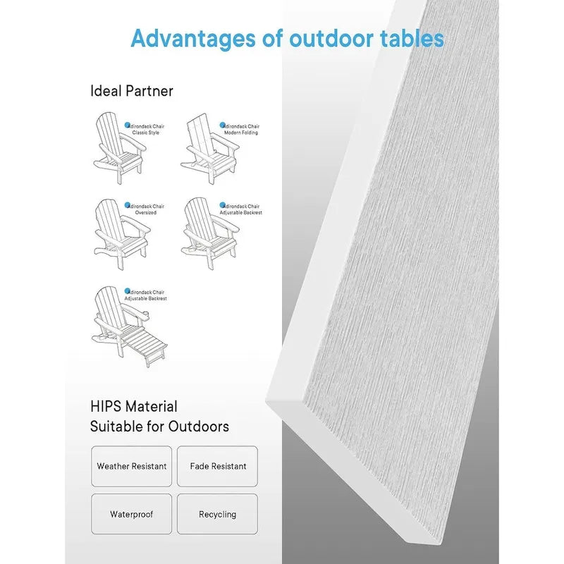 WINSOON Lot de 2 tables d'appoint carrées Adirondack d'extérieur, résistantes aux intempéries