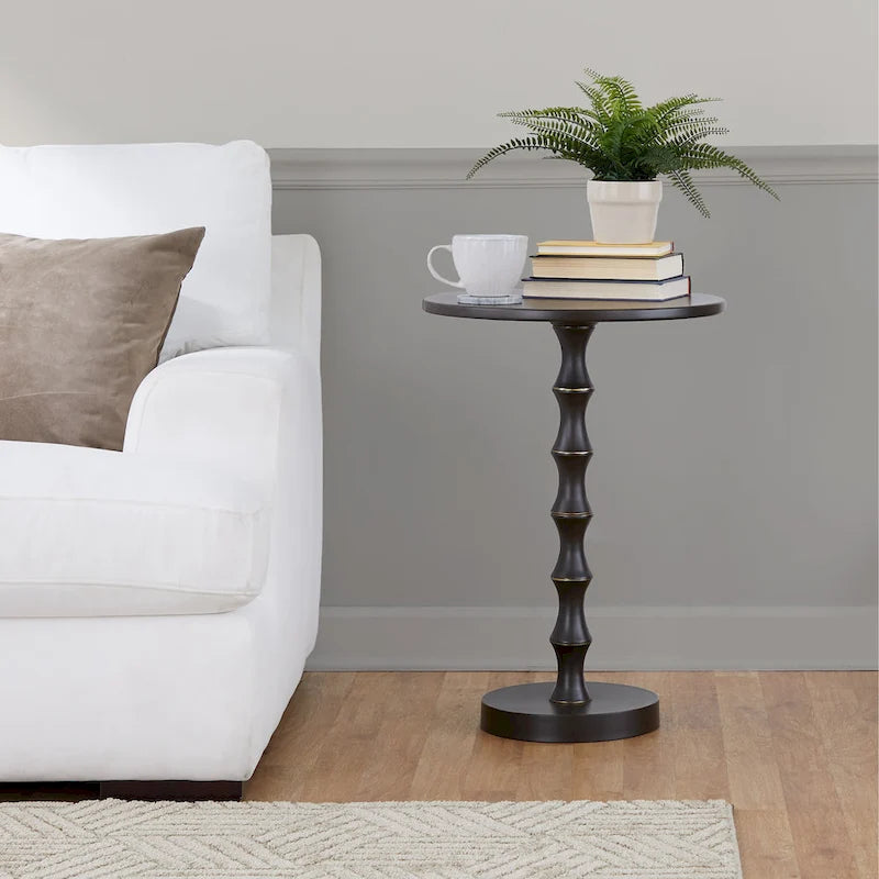 Table d'appoint en métal Ailani 26.75 Silver Orchid