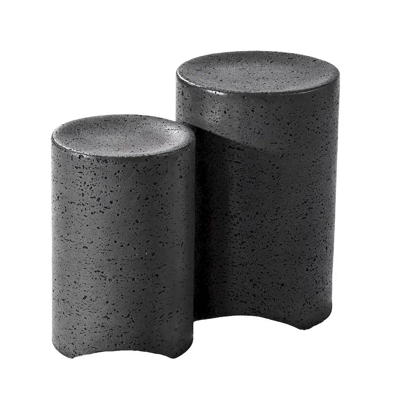 COSIEST Outdoor Concrete Side Tables (Set of 2)