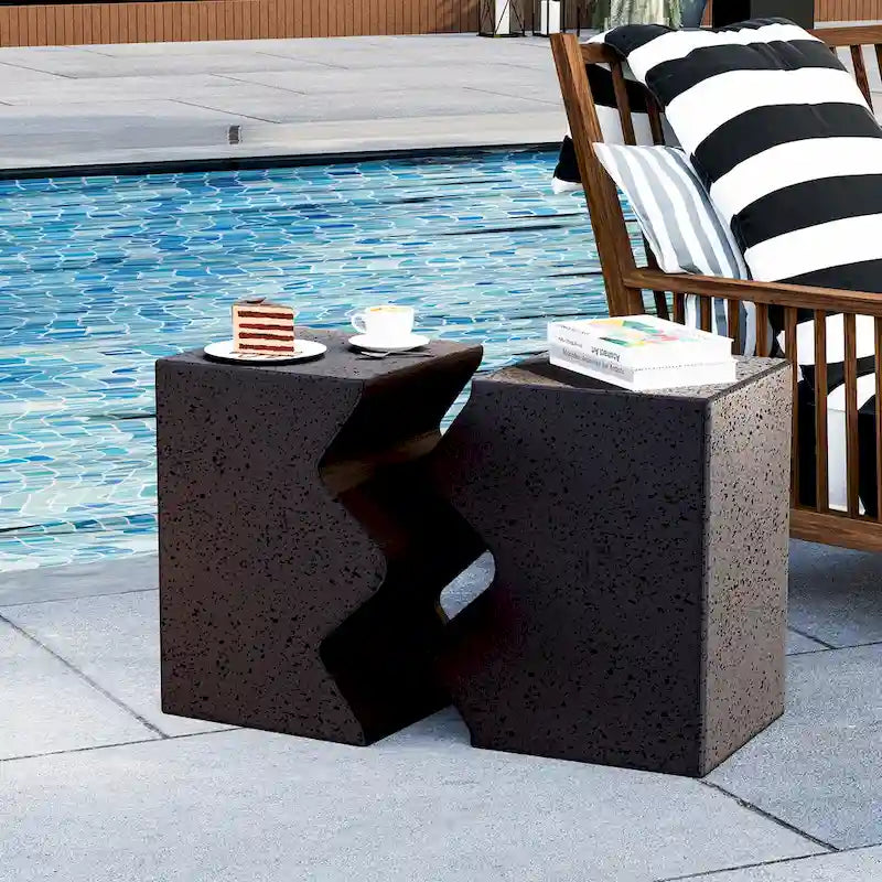 Tables d'appoint extérieures en béton COSIEST (lot de 2)