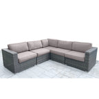 Groupe de sièges modulaires LSI 5 pièces en rotin avec coussins Sunbrella