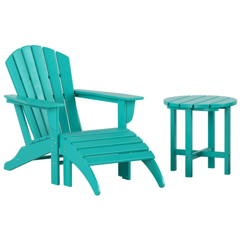 Chaise Adirondack d'extérieur toutes saisons écologique Polytrends Altura avec pouf et table d'appoint (ensemble de 3 pièces)