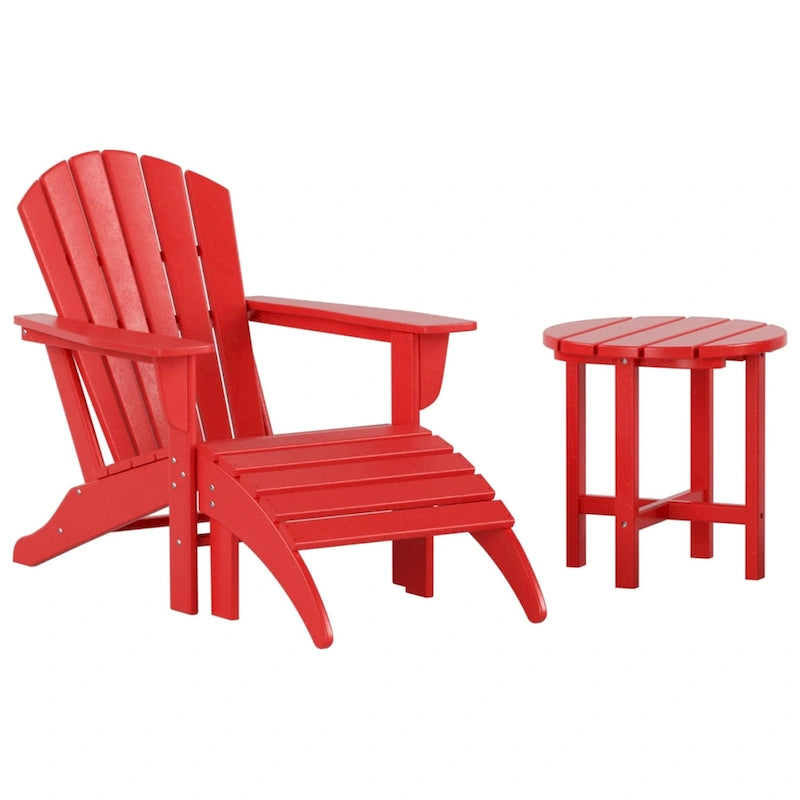Chaise Adirondack d'extérieur toutes saisons écologique Polytrends Altura avec pouf et table d'appoint (ensemble de 3 pièces)