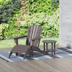 Chaise Adirondack d'extérieur toutes saisons écologique Polytrends Altura avec pouf et table d'appoint (ensemble de 3 pièces)