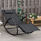 Outsunny Chaise longue de jardin, Balancelle d'extérieur Zéro Gravité, Fauteuil Inclinable à Bascule pour Patio, Terrasse, Bronzage au bord de la Piscine
