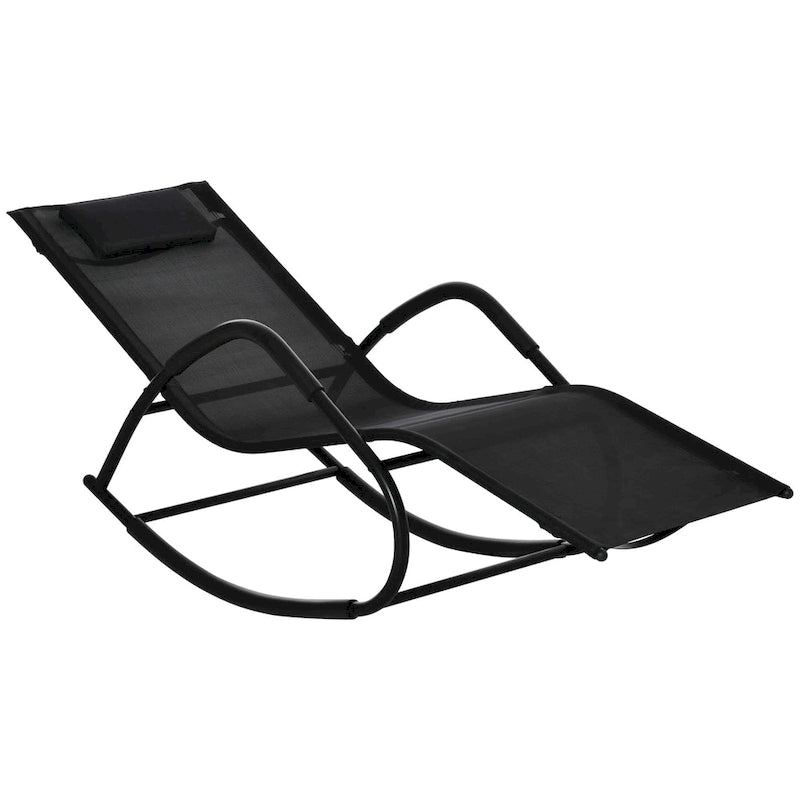 Outsunny Chaise longue de jardin, Balancelle d'extérieur Zéro Gravité, Fauteuil Inclinable à Bascule pour Patio, Terrasse, Bronzage au bord de la Piscine