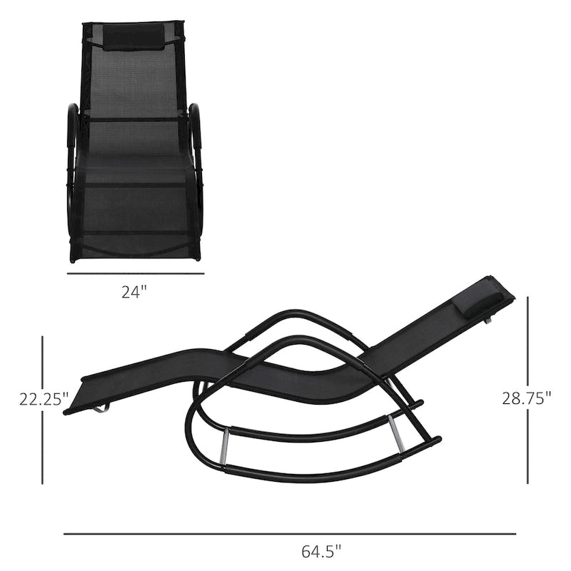 Outsunny Chaise longue de jardin, Balancelle d'extérieur Zéro Gravité, Fauteuil Inclinable à Bascule pour Patio, Terrasse, Bronzage au bord de la Piscine