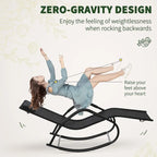 Outsunny Chaise longue de jardin, Balancelle d'extérieur Zéro Gravité, Fauteuil Inclinable à Bascule pour Patio, Terrasse, Bronzage au bord de la Piscine