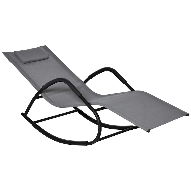 Outsunny Chaise longue de jardin, Balancelle d'extérieur Zéro Gravité, Fauteuil Inclinable à Bascule pour Patio, Terrasse, Bronzage au bord de la Piscine