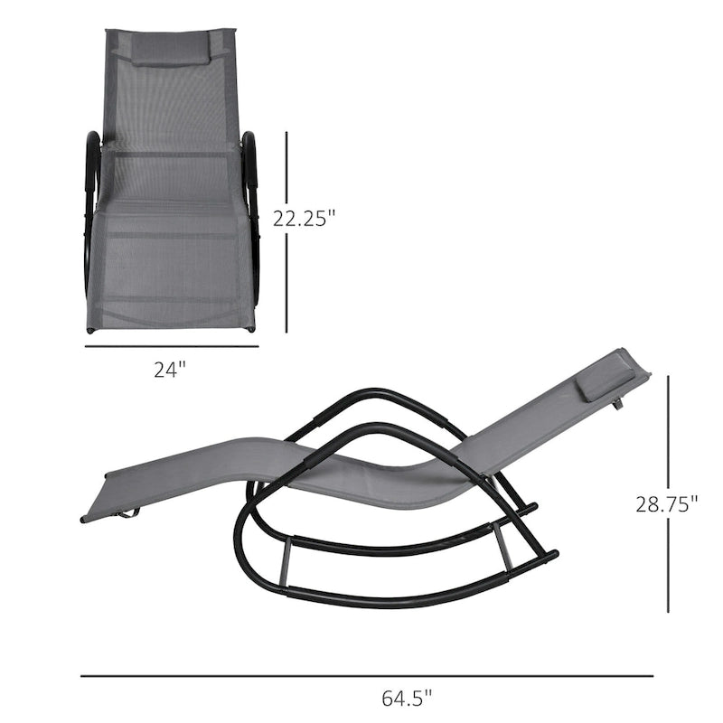 Outsunny Chaise longue de jardin, Balancelle d'extérieur Zéro Gravité, Fauteuil Inclinable à Bascule pour Patio, Terrasse, Bronzage au bord de la Piscine