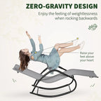 Outsunny Chaise longue de jardin, Balancelle d'extérieur Zéro Gravité, Fauteuil Inclinable à Bascule pour Patio, Terrasse, Bronzage au bord de la Piscine