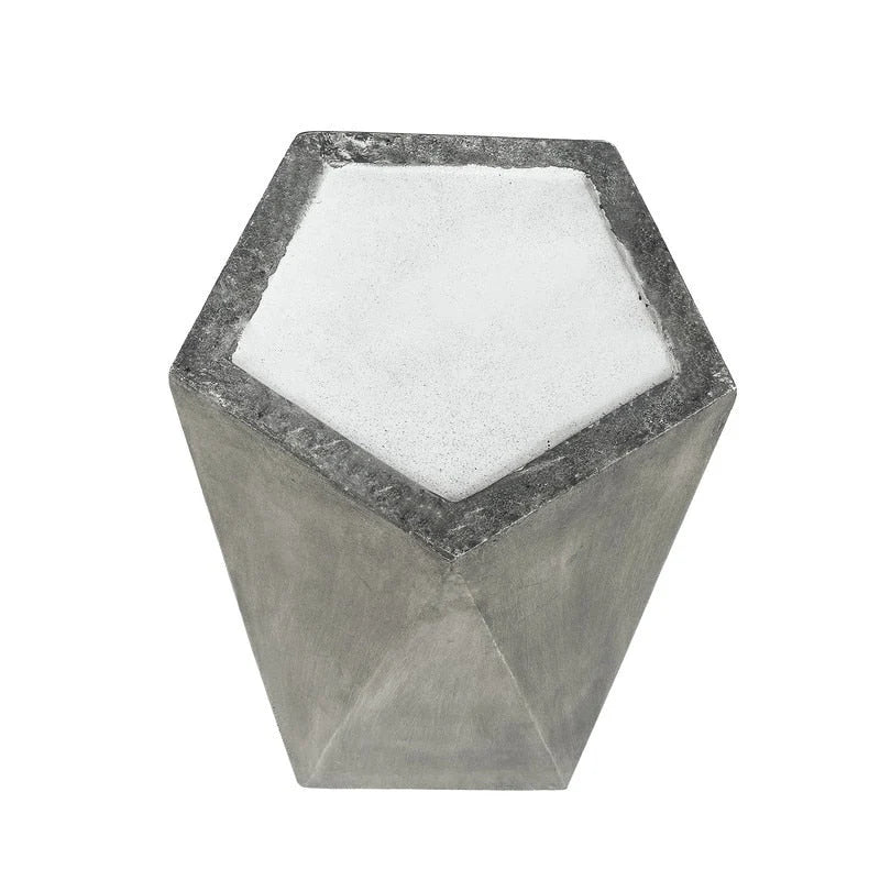 Table d'appoint hexagonale Adeco moderne en béton pour l'intérieur et l'extérieur