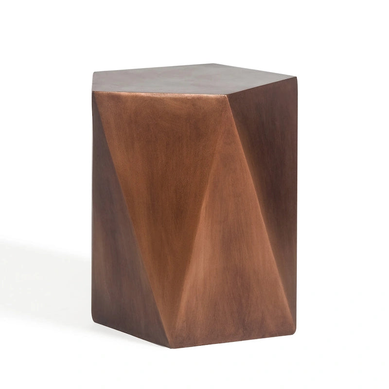 Table d'appoint hexagonale Adeco moderne en béton pour l'intérieur et l'extérieur