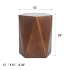 Table d'appoint hexagonale Adeco moderne en béton pour l'intérieur et l'extérieur