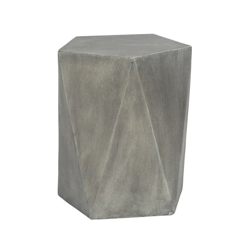 Table d'appoint hexagonale Adeco moderne en béton pour l'intérieur et l'extérieur