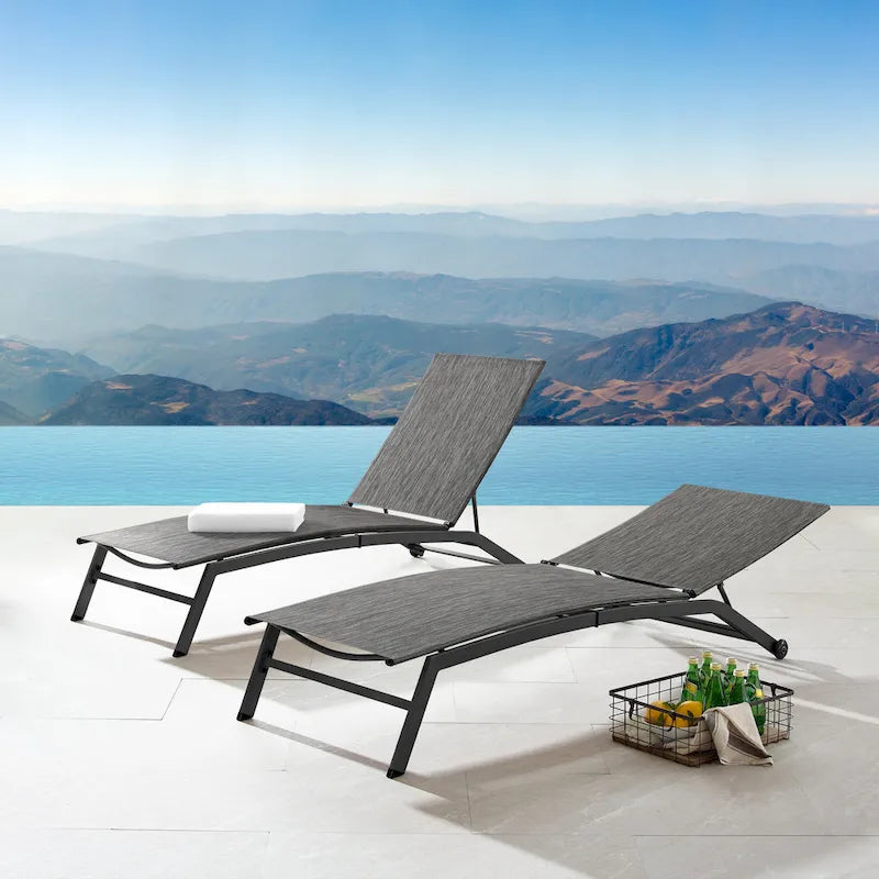 Corvus Antonio Chaise longue d'extérieur contemporaine réglable en tissu-écharpe