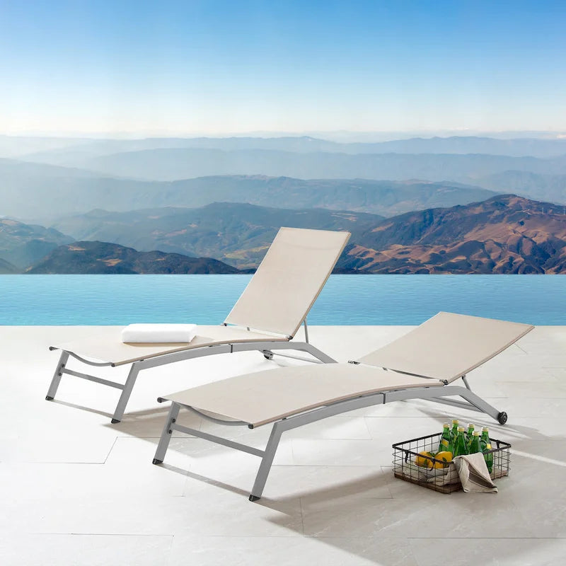 Corvus Antonio Chaise longue d'extérieur contemporaine réglable en tissu-écharpe