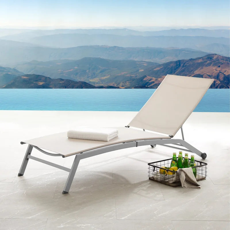 Corvus Antonio Chaise longue d'extérieur contemporaine réglable en tissu-écharpe