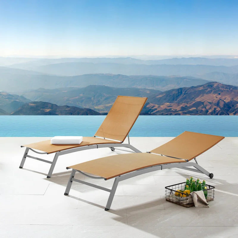 Corvus Antonio Chaise longue d'extérieur contemporaine réglable en tissu-écharpe