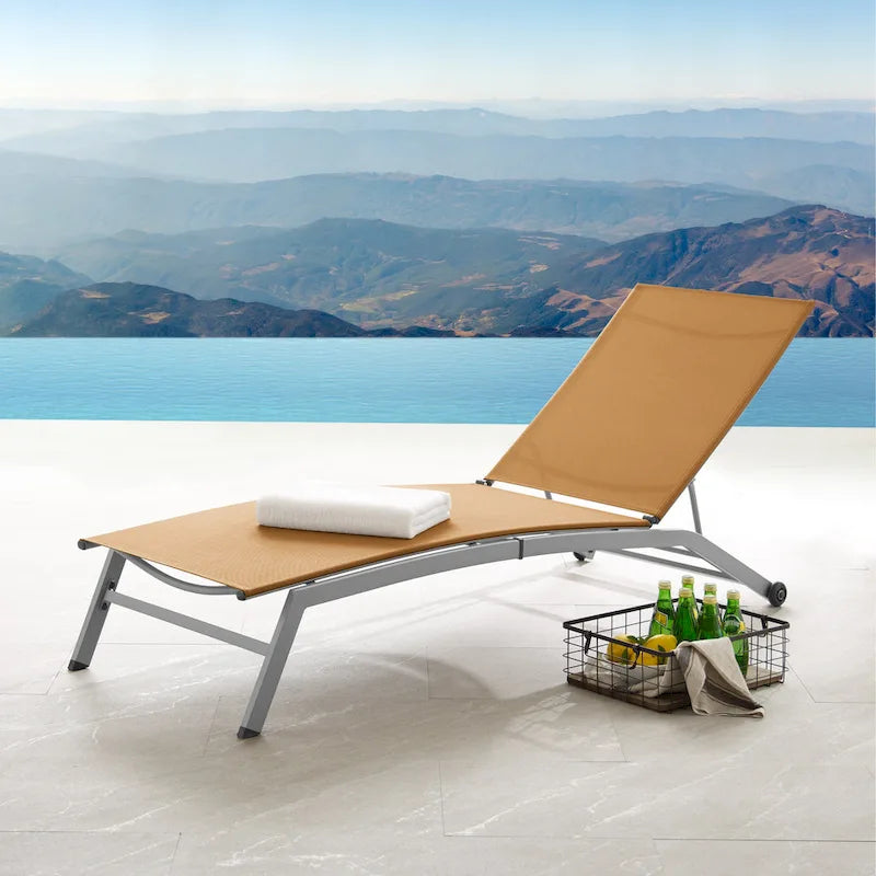 Corvus Antonio Chaise longue d'extérieur contemporaine réglable en tissu-écharpe