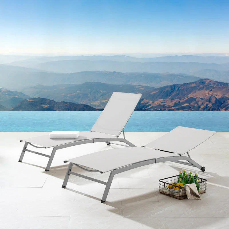 Corvus Antonio Chaise longue d'extérieur contemporaine réglable en tissu-écharpe