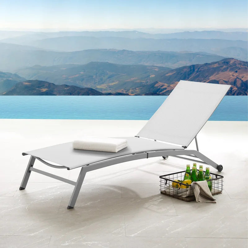 Corvus Antonio Chaise longue d'extérieur contemporaine réglable en tissu-écharpe