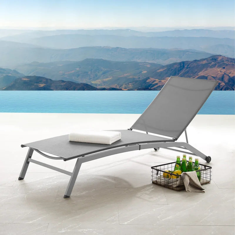 Corvus Antonio Chaise longue d'extérieur contemporaine réglable en tissu-écharpe