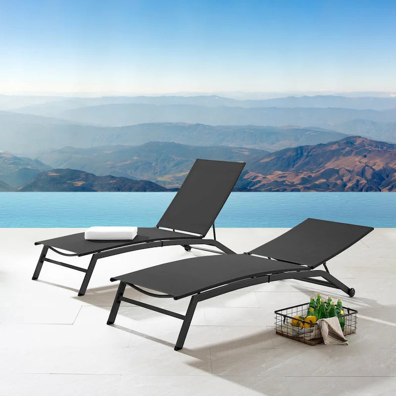 Corvus Antonio Chaise longue d'extérieur contemporaine réglable en tissu-écharpe