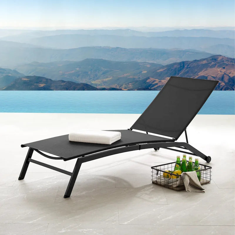 Corvus Antonio Chaise longue d'extérieur contemporaine réglable en tissu-écharpe