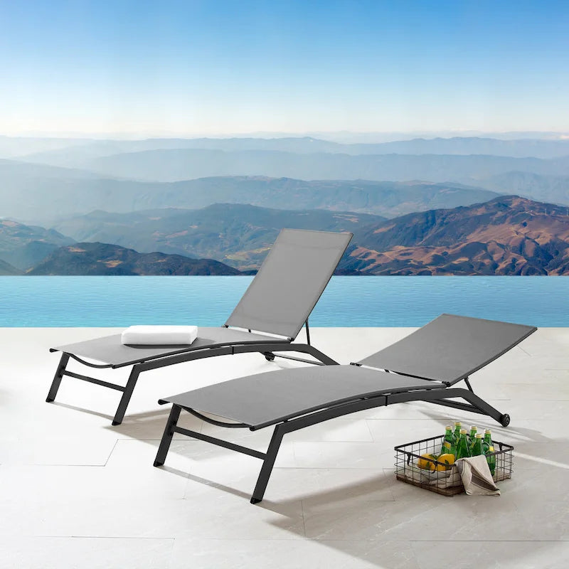 Corvus Antonio Chaise longue d'extérieur contemporaine réglable en tissu-écharpe