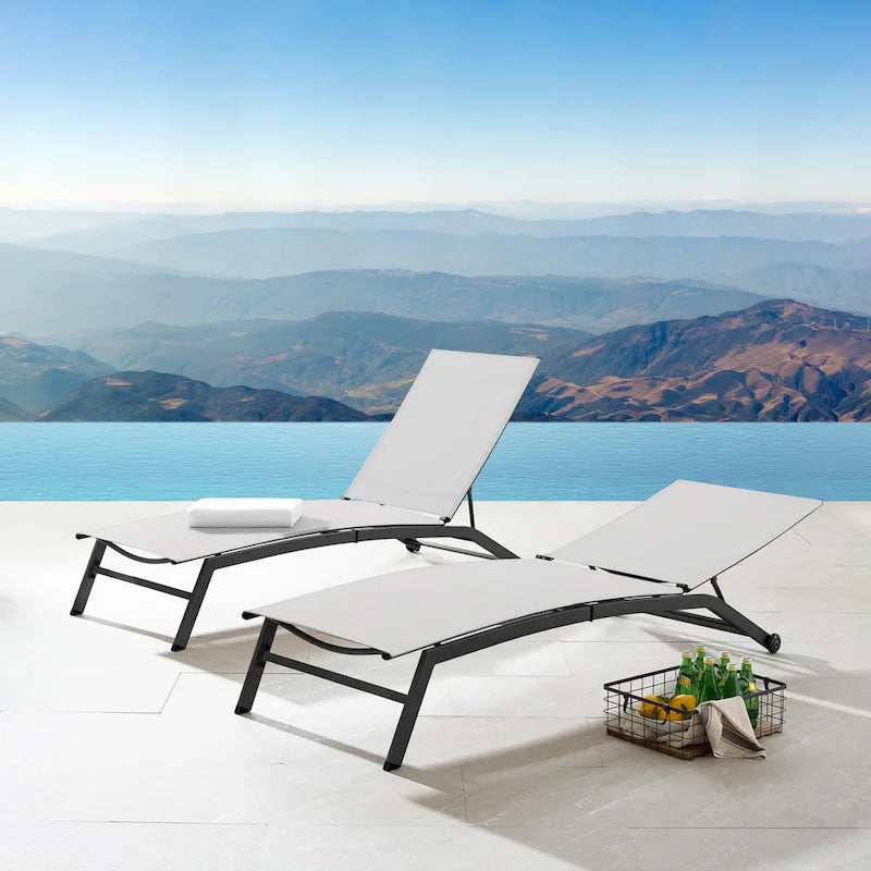 Corvus Antonio Chaise longue d'extérieur contemporaine réglable en tissu-écharpe