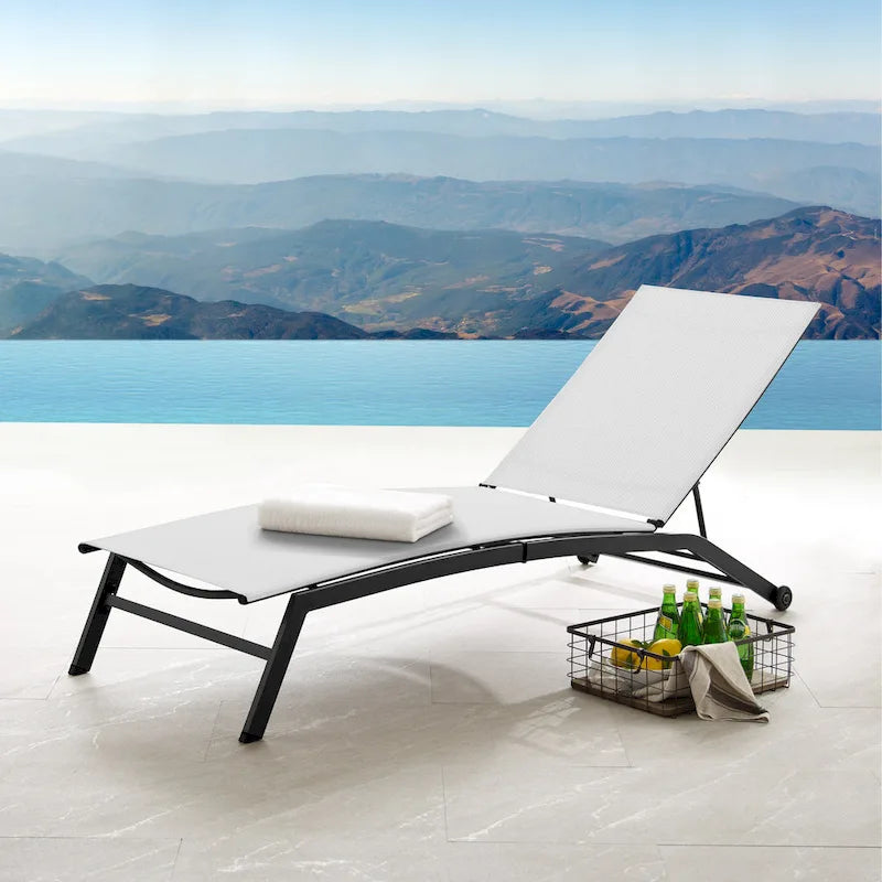 Corvus Antonio Chaise longue d'extérieur contemporaine réglable en tissu-écharpe