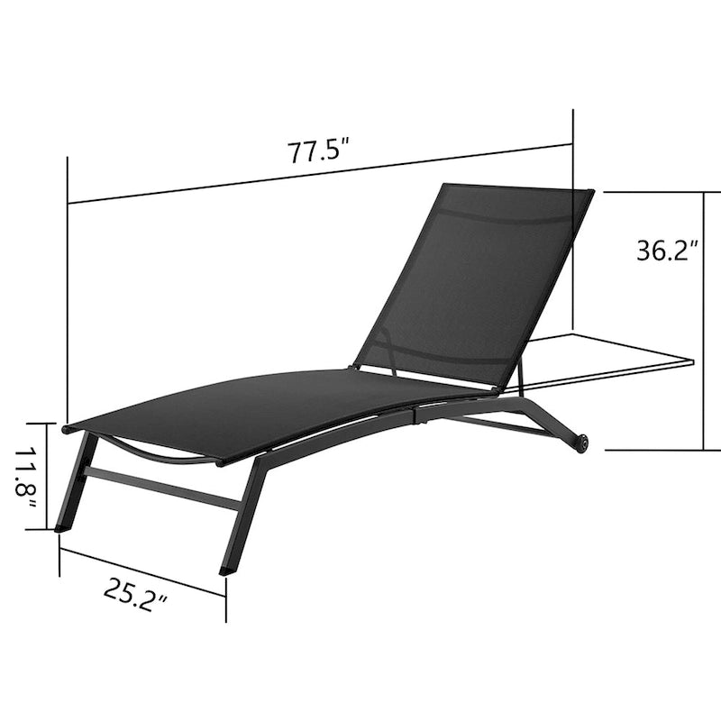 Corvus Antonio Chaise longue d'extérieur contemporaine réglable en tissu-écharpe
